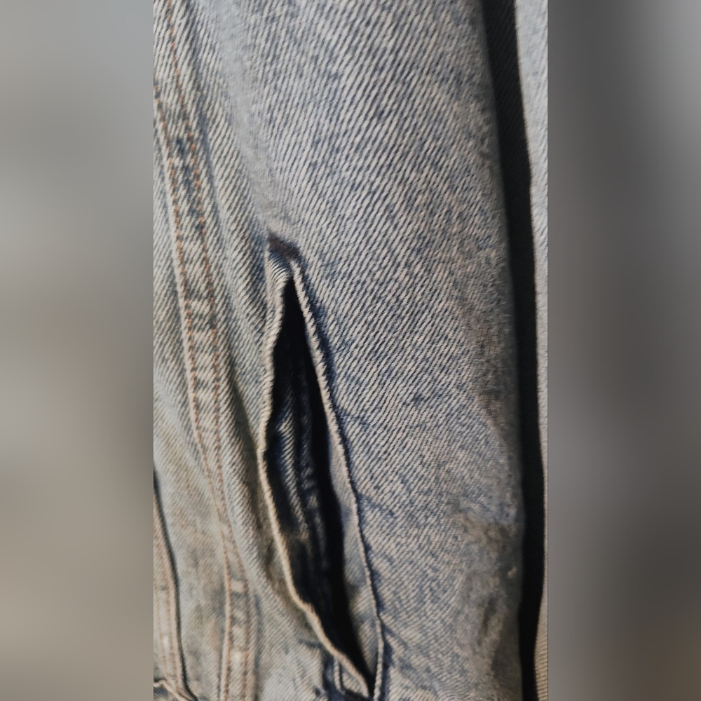 Denim Jacket with Peace Sign Embroidery - Picture 10 of 16